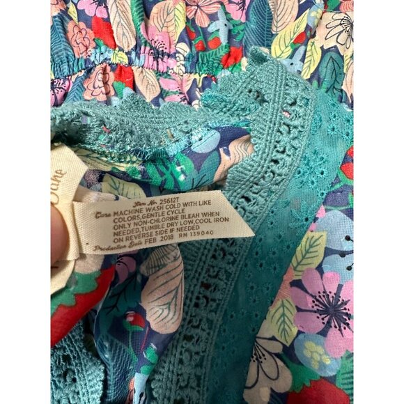 Matilda Jane Kookaburra Floral Print Crochet Trim Peasant Top Size L - Picture 7 of 8